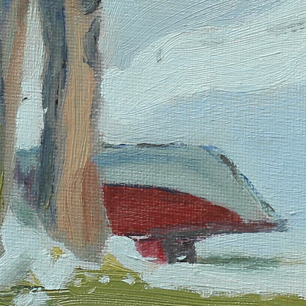 "Red Boat" Original Oil Painting